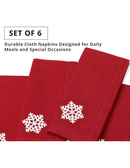 Set de 6 Servilletas Bordadas 100% Algodón PurpleEssences 45x45 cm Rojo