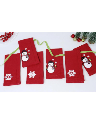 Set de 6 Servilletas Bordadas 100% Algodón PurpleEssences 45x45 cm Rojo