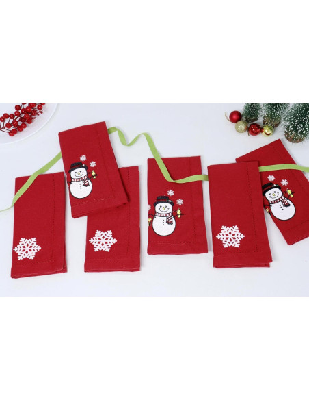 Set de 6 Servilletas Bordadas 100% Algodón PurpleEssences 45x45 cm Rojo