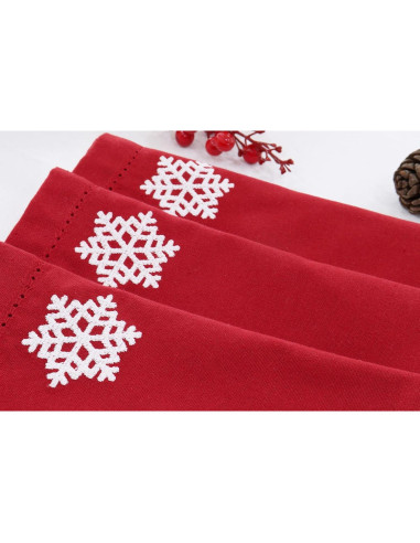 Set de 6 Servilletas Bordadas 100% Algodón PurpleEssences 45x45 cm Rojo