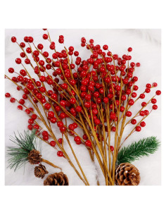 Ramas Decorativas de Baya Roja DR.DUDU - 12 Unidades para Navidad