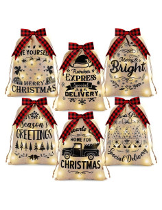 6 Sacos de Yute Iluminados de Navidad Vincreem 40x30cm
