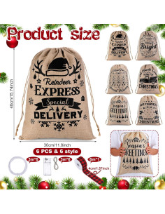 6 Sacos de Yute Iluminados de Navidad Vincreem 40x30cm 2