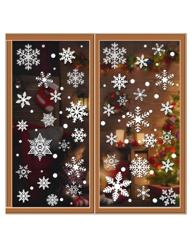 Set de 449 Calcomanías de Ventana Navidad Lansian - Copos de Nieve