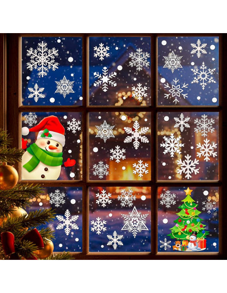 Set de 449 Calcomanías de Ventana Navidad Lansian - Copos de Nieve