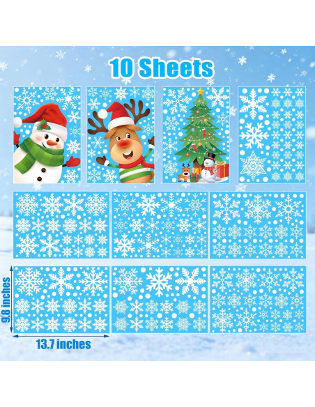 Set de 449 Calcomanías de Ventana Navidad Lansian - Copos de Nieve