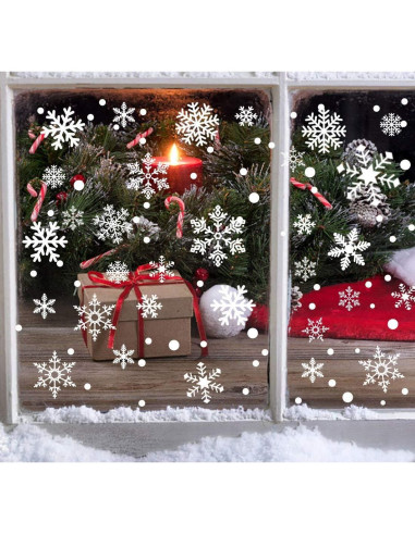 Set de 449 Calcomanías de Ventana Navidad Lansian - Copos de Nieve