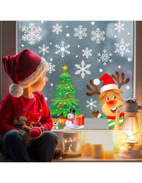 Set de 449 Calcomanías de Ventana Navidad Lansian - Copos de Nieve