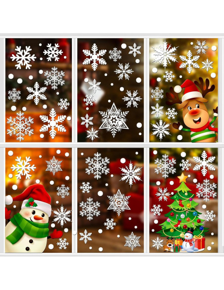 Set de 449 Calcomanías de Ventana Navidad Lansian - Copos de Nieve