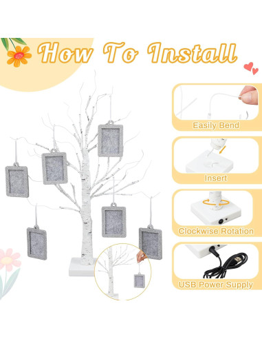 Soporte de marco de fotos iluminado Leinuosen 60 cm 10 marcos