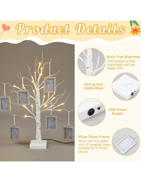 Soporte de marco de fotos iluminado Leinuosen 60 cm 10 marcos