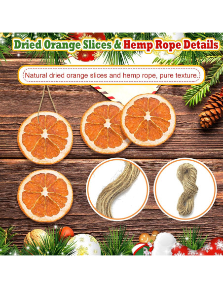 40 Rodajas de Naranja Secas con Cuerda de Cáñamo - Decoración Rústica DIY