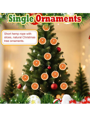 40 Rodajas de Naranja Secas con Cuerda de Cáñamo - Decoración Rústica DIY