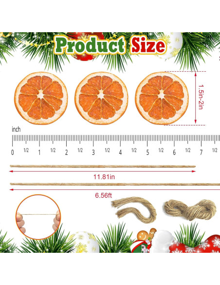 40 Rodajas de Naranja Secas con Cuerda de Cáñamo - Decoración Rústica DIY