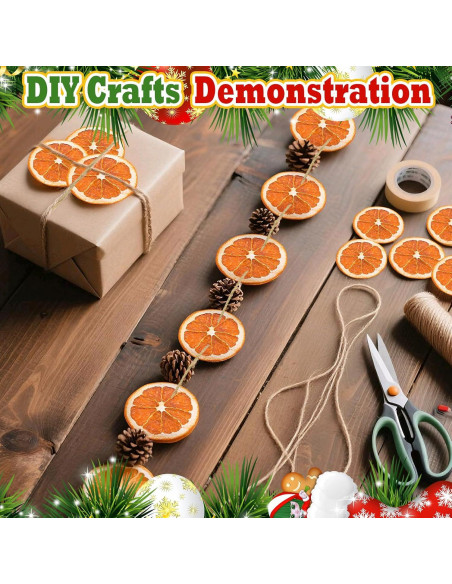 40 Rodajas de Naranja Secas con Cuerda de Cáñamo - Decoración Rústica DIY