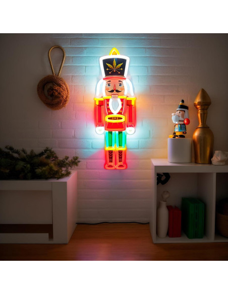 Letrero Neón Cascanueces de Navidad 42.9x15.5cm USB LED