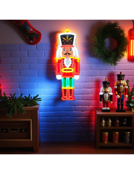 Letrero Neón Cascanueces de Navidad 42.9x15.5cm USB LED