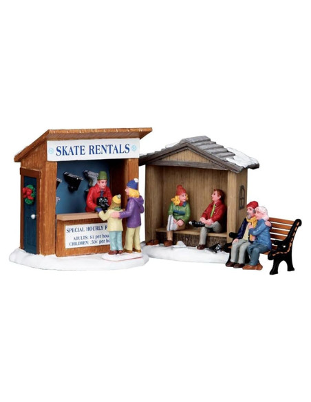 Accesorio de Pueblo Navideño Lemax 03849 - Alquiler de Patines (3 Piezas)