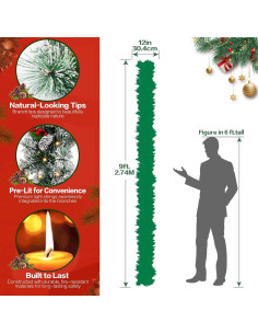 Guirnalda Navideña Artificial Preiluminada 2.74m Santanelo 2