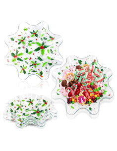 Juego de 4 Cuencos de Plástico Tioncy Hojas de Acebo 20 cm