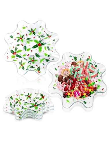 Juego de 4 Cuencos de Plástico Tioncy Hojas de Acebo 20 cm