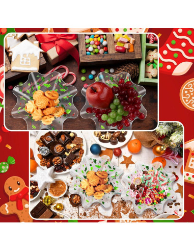 Juego de 4 Cuencos de Plástico Tioncy Hojas de Acebo 20 cm