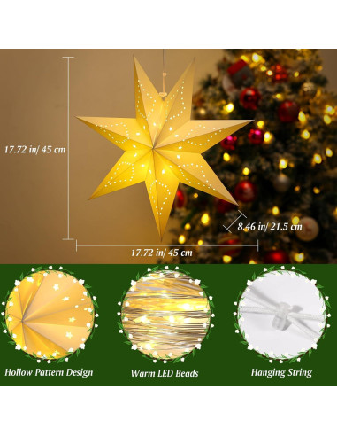 Lámpara de Papel Estrella Lewondr 7 Puntas con Control Remoto