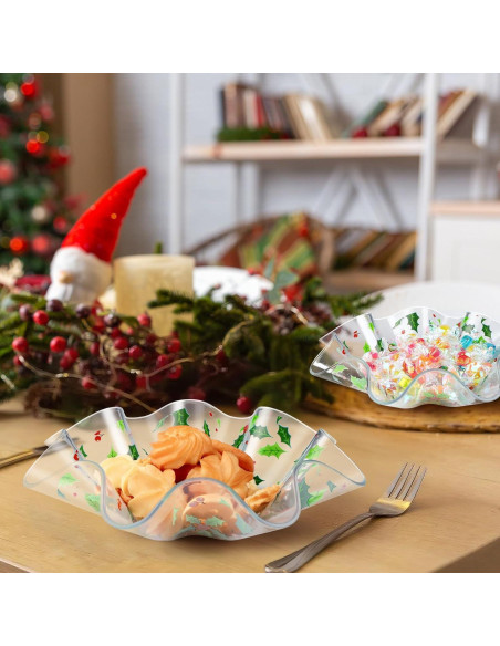 Juego de 4 Cuencos de Plástico Tioncy Hojas de Acebo 20 cm