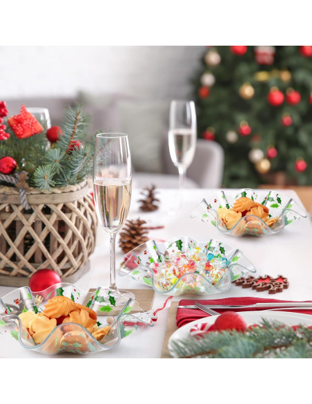 Juego de 4 Cuencos de Plástico Tioncy Hojas de Acebo 20 cm