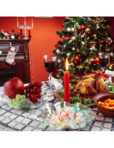 Juego de 4 Cuencos de Plástico Tioncy Hojas de Acebo 20 cm