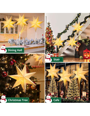 Lámpara de Papel Estrella Lewondr 7 Puntas con Control Remoto