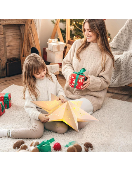 Lámpara de Papel Estrella Lewondr 7 Puntas con Control Remoto