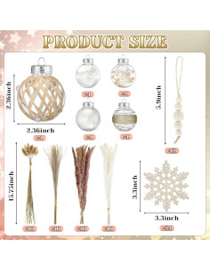 Juego de Decoración de Árbol de Navidad Boho 106 Pcs 2