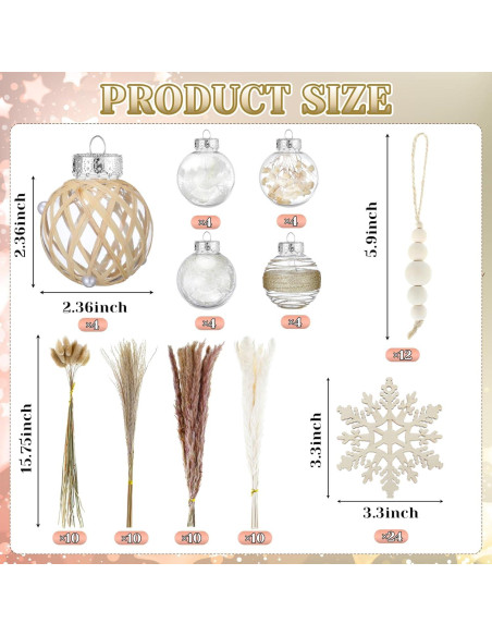 Juego de Decoración de Árbol de Navidad Boho 106 Pcs