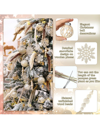 Juego de Decoración de Árbol de Navidad Boho 106 Pcs