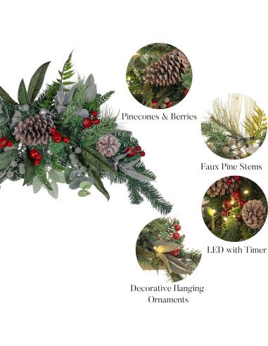 Adorno Navideño Preiluminado Valery Madelyn 61 cm Rojo