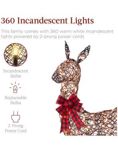 Conjunto Familiar de Ciervos Iluminados 3 Piezas 5 Pies LED