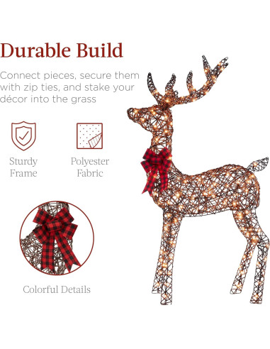 Conjunto Familiar de Ciervos Iluminados 3 Piezas 5 Pies LED