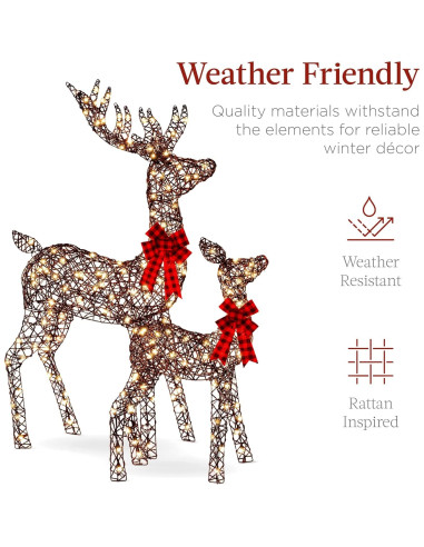 Conjunto Familiar de Ciervos Iluminados 3 Piezas 5 Pies LED