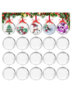 20 Bolas de Adorno de Plástico Transparente 5CM - Navidad DIY
