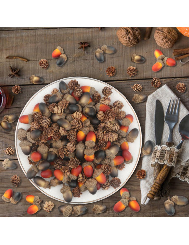 YIYA 240 Piezas Decoración de Piñas y Bellotas Artificiales