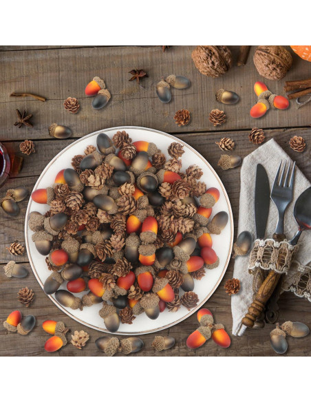 YIYA 240 Piezas Decoración de Piñas y Bellotas Artificiales