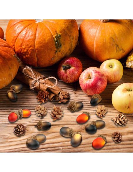 YIYA 240 Piezas Decoración de Piñas y Bellotas Artificiales