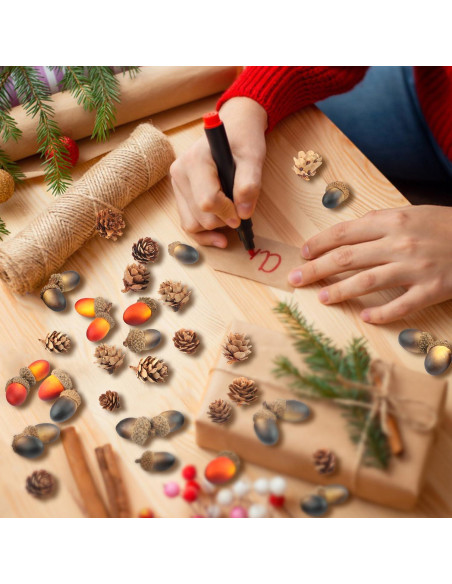 YIYA 240 Piezas Decoración de Piñas y Bellotas Artificiales