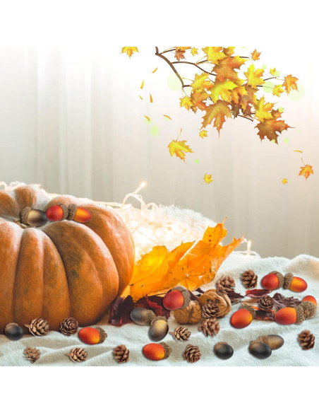 YIYA 240 Piezas Decoración de Piñas y Bellotas Artificiales