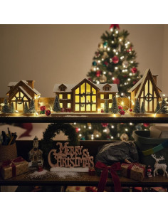 Casa de Madera Iluminada HOMirable con Temporizador 19.1x18cm 2