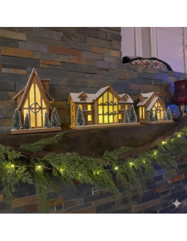Casa de Madera Iluminada HOMirable con Temporizador 19.1x18cm