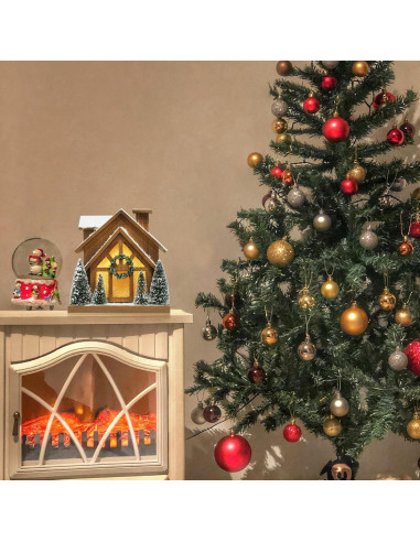 Casa de Madera Iluminada HOMirable con Temporizador 19.1x18cm