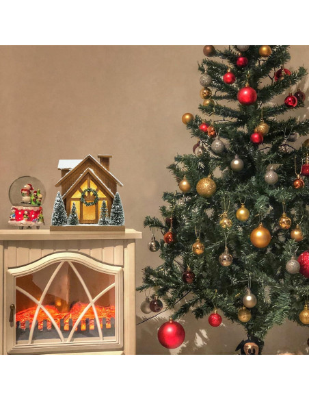 Casa de Madera Iluminada HOMirable con Temporizador 19.1x18cm