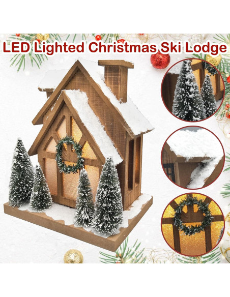 Casa de Madera Iluminada HOMirable con Temporizador 19.1x18cm